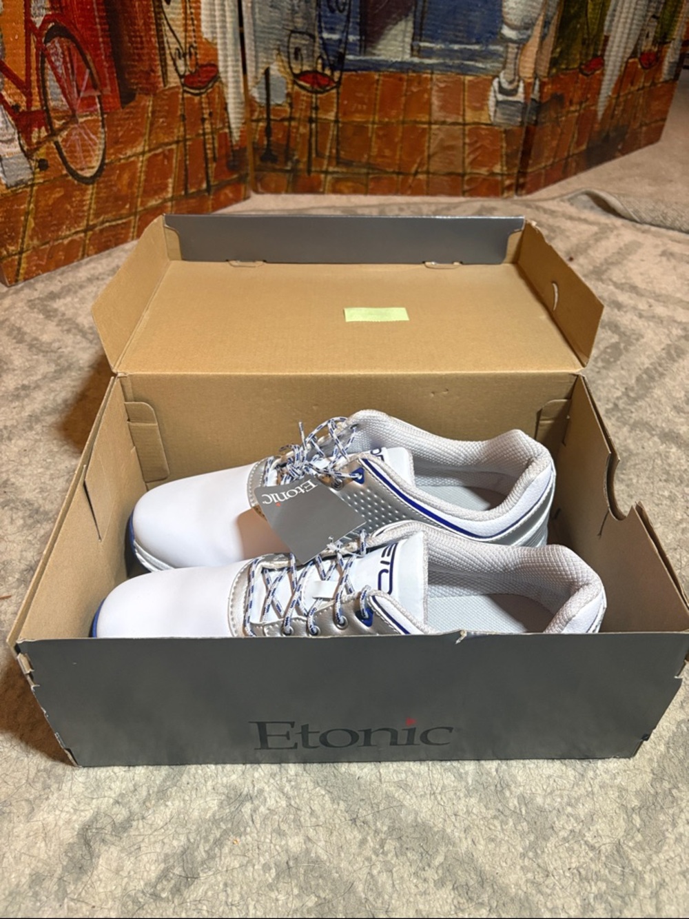 Etonic Men's White and Blue Athletic Golf Shoe - Picture 3 of 3
